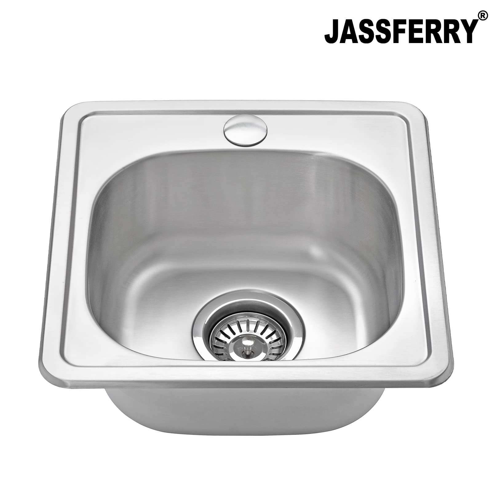 JASSFERRY Évier de cuisine encastrable en acier inoxydable 1 bac 380 x 380 mm