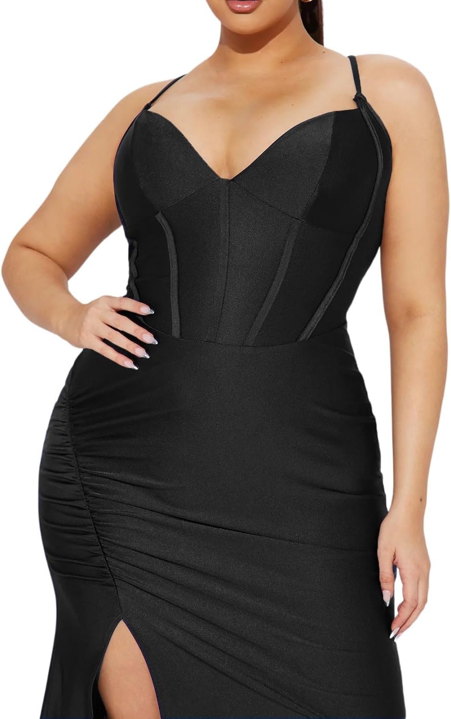 LightlyKiss Women's One-Shoulder Long Sleeve Backless Formal Dress, Elegant Wedding Guest Evening Gown - Image 4