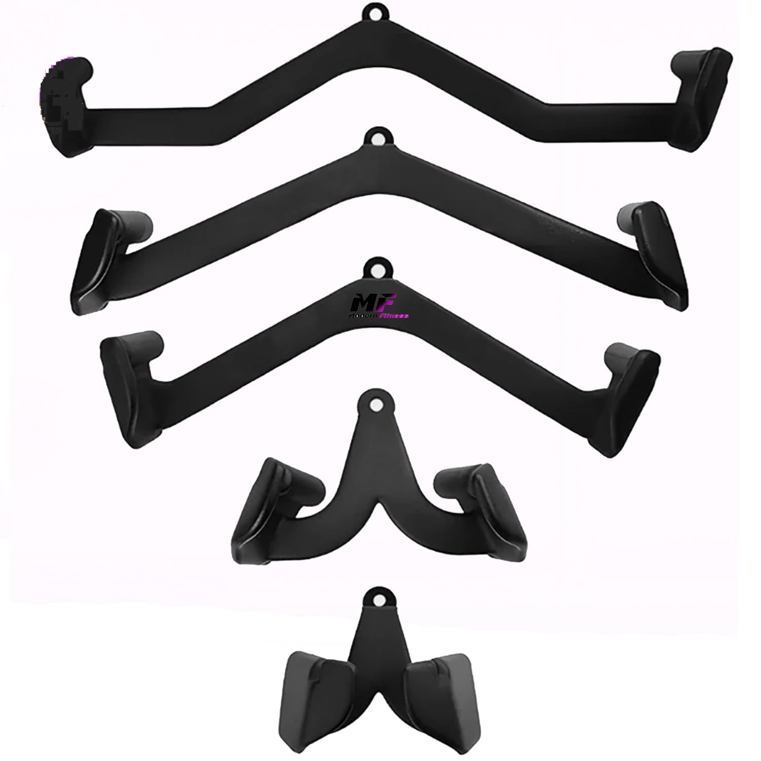 Modern Fitness LAT Pulldown Attachment Set, 5 Pieces, T-bar, V-bar, Attachments for Home Gym Fitness, Pull Down Bar Back Strength Training
