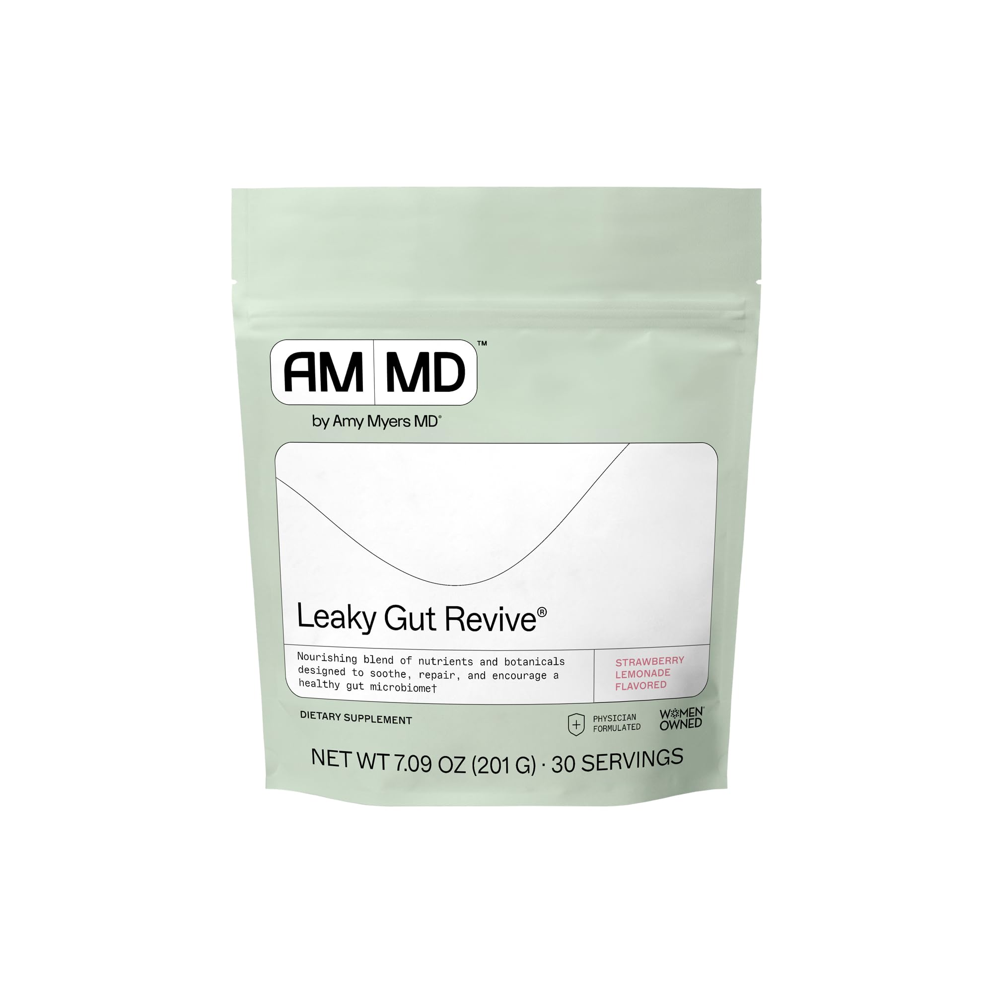 Amy Myers MD Leaky Gut Revive - Gluten-Free & Non-Dairy - Botanical Blend for Healthy Gut Support - GI Health Support with Prebiotic Fiber - Strawberry Lemonade, 7.09 oz (30 Servings)