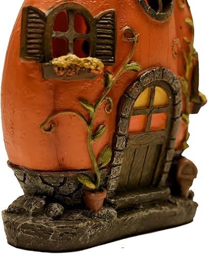 Miniatura 4 de Gurús del tesoro iluminan mini casa de calabaza LED jardín de hadas miniatura Halloween pueblo decoración de casa de muñecas