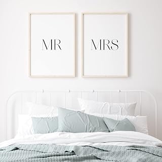 Mr & Mrs | Set of 2 Prints | Romantic Gallery Wall Art | Bedroom Decor | Wedding & Anniversary Gift | New Home Present | Typography Posters | UNFRAMED