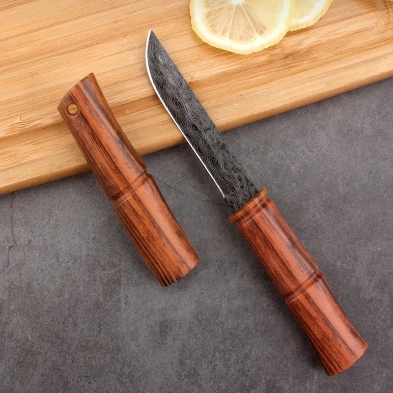 Image of Wizbiz Slim Utility Knife for Kitchen Use | Damascus Blade with Handle | Compact EDC Utility Knife for Precision Cutting, Crafting, and Gift Use