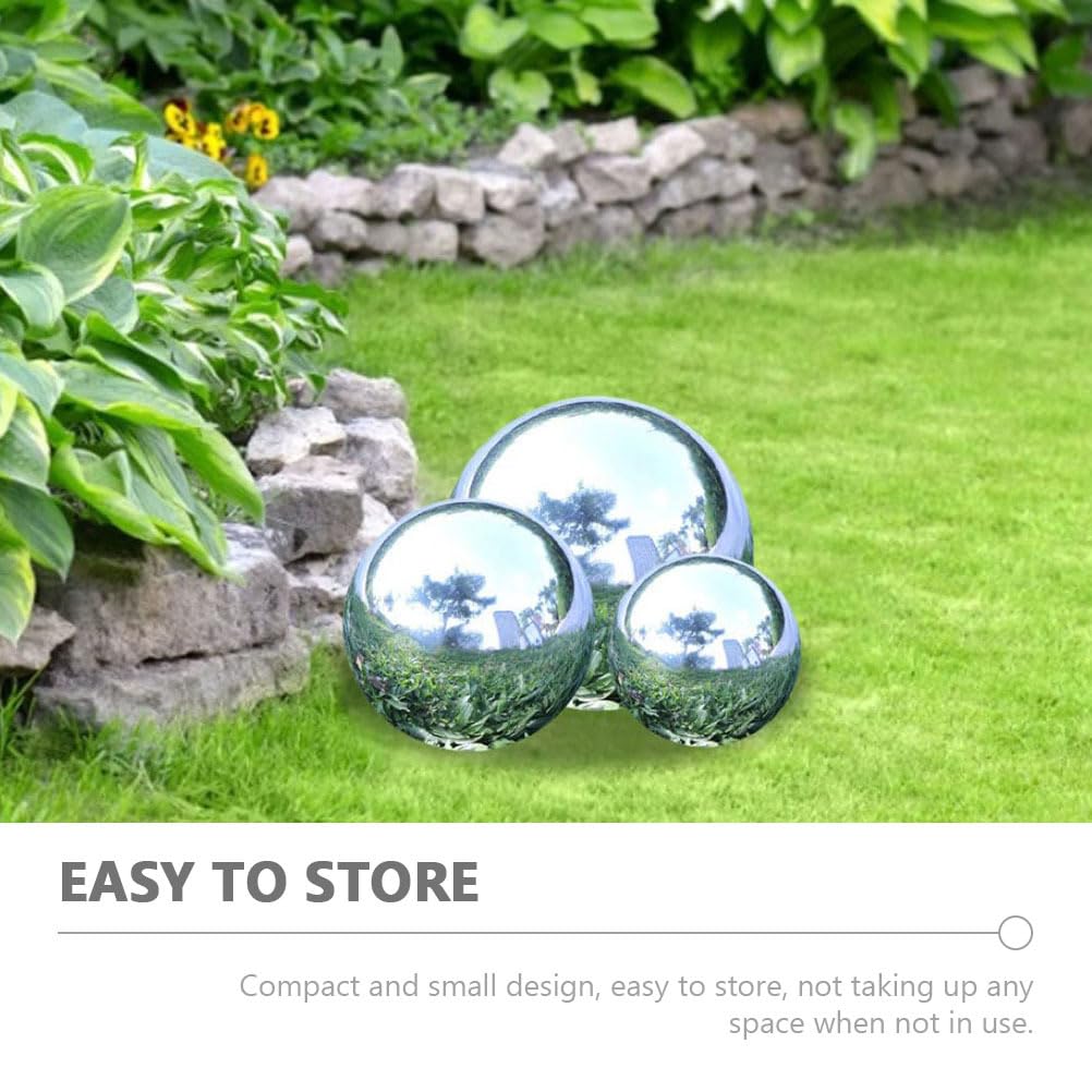 Operitacx 6 Inch Mirror Polished Stainless Steel Sphere Garden Ornament Reflective Chrome Ball for Outdoor Lawn Water Features Decorative Silver Balls - Image 3