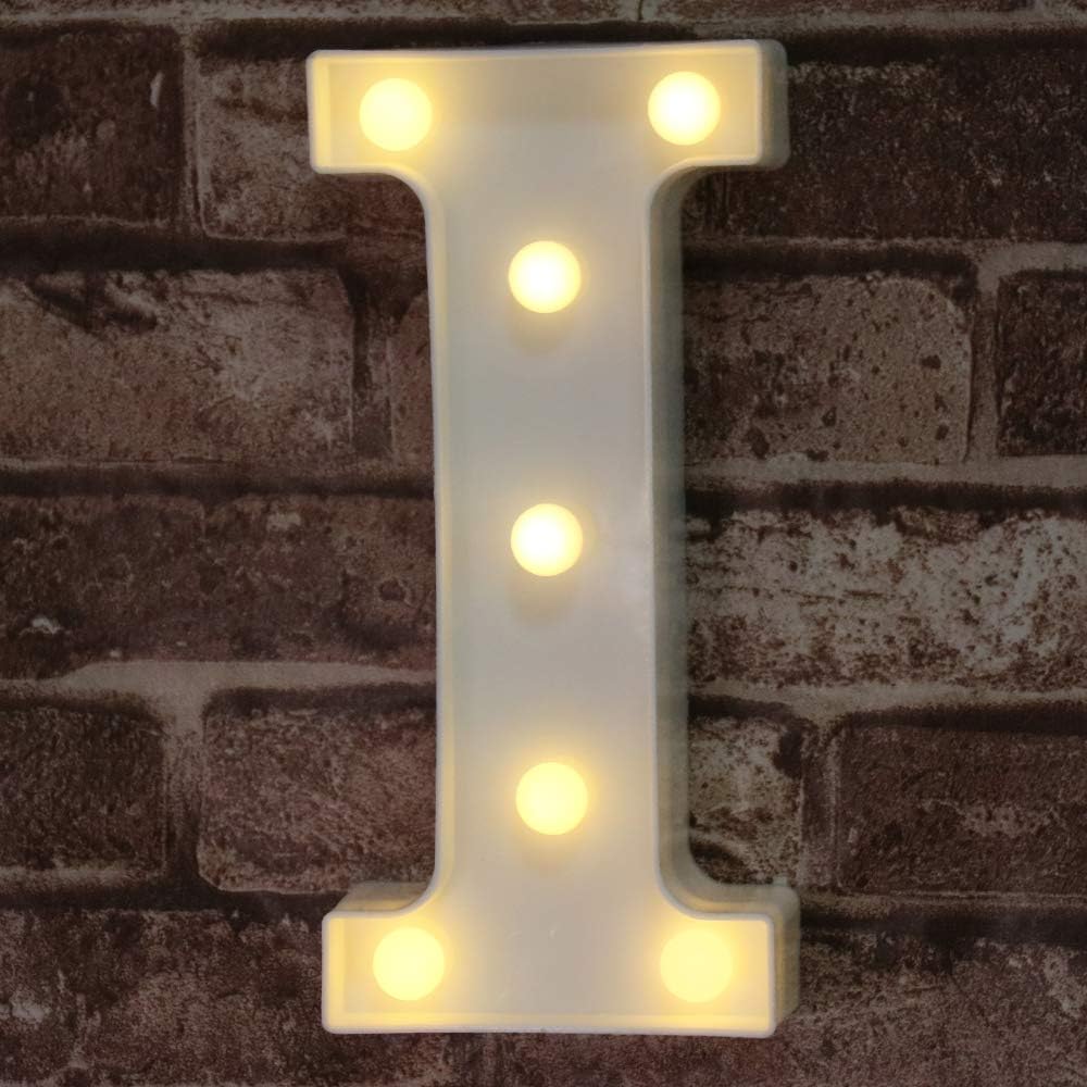 Pooqla LED Marquee Letter Lights Sign, Light Up Alphabet Letter for Home Party Wedding Decoration I Warm White Letter I