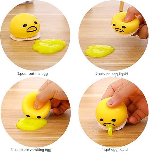Miniatura 5 de LBKKC Bola de estrés de huevo de vómito, vómitos redondos y succión de yema de huevo perezoso, bolas de huevo de slime para aliviar el estrés,