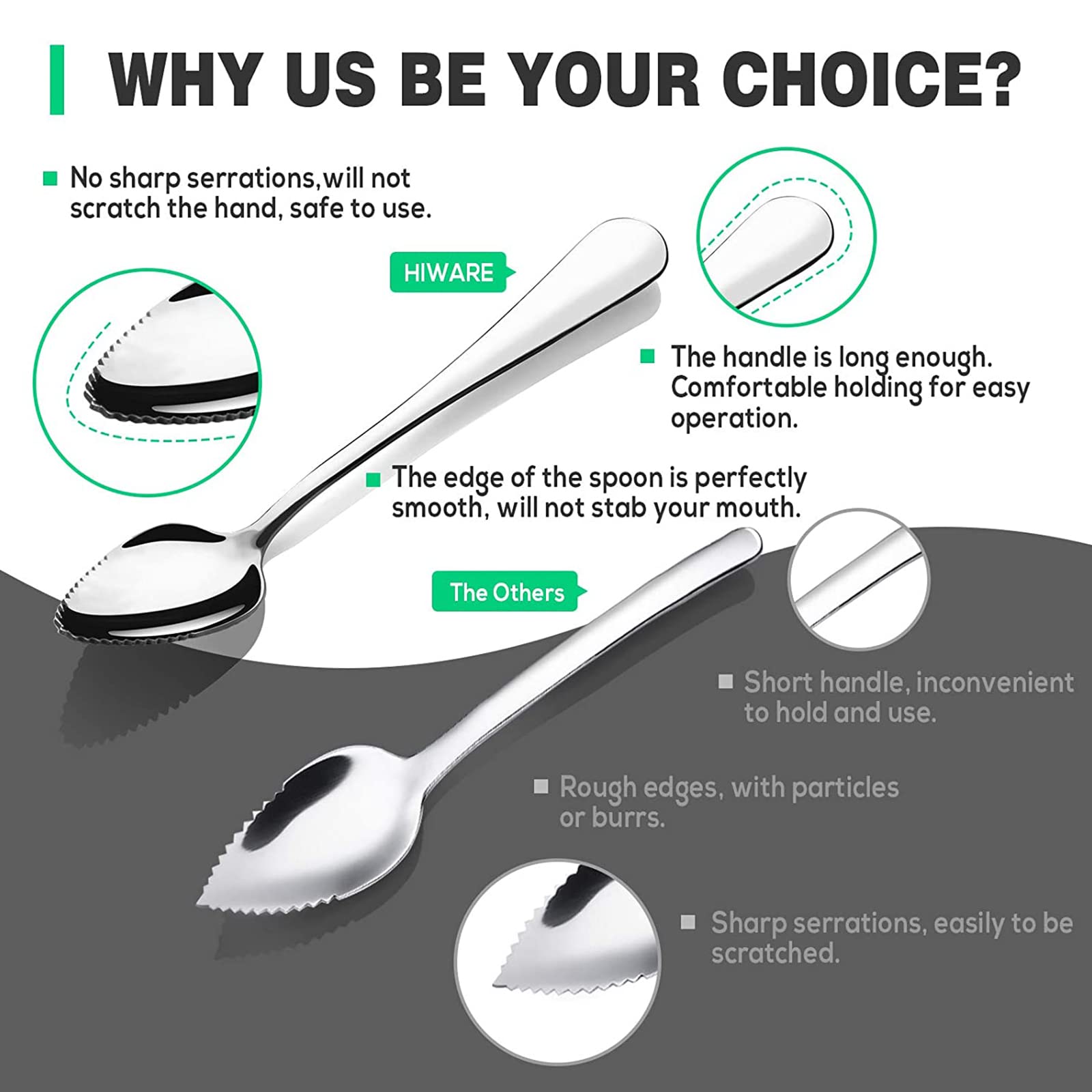 2 Pièces Cuillère à Pamplemousse Dentelée, Cuillère à Pamplemousse