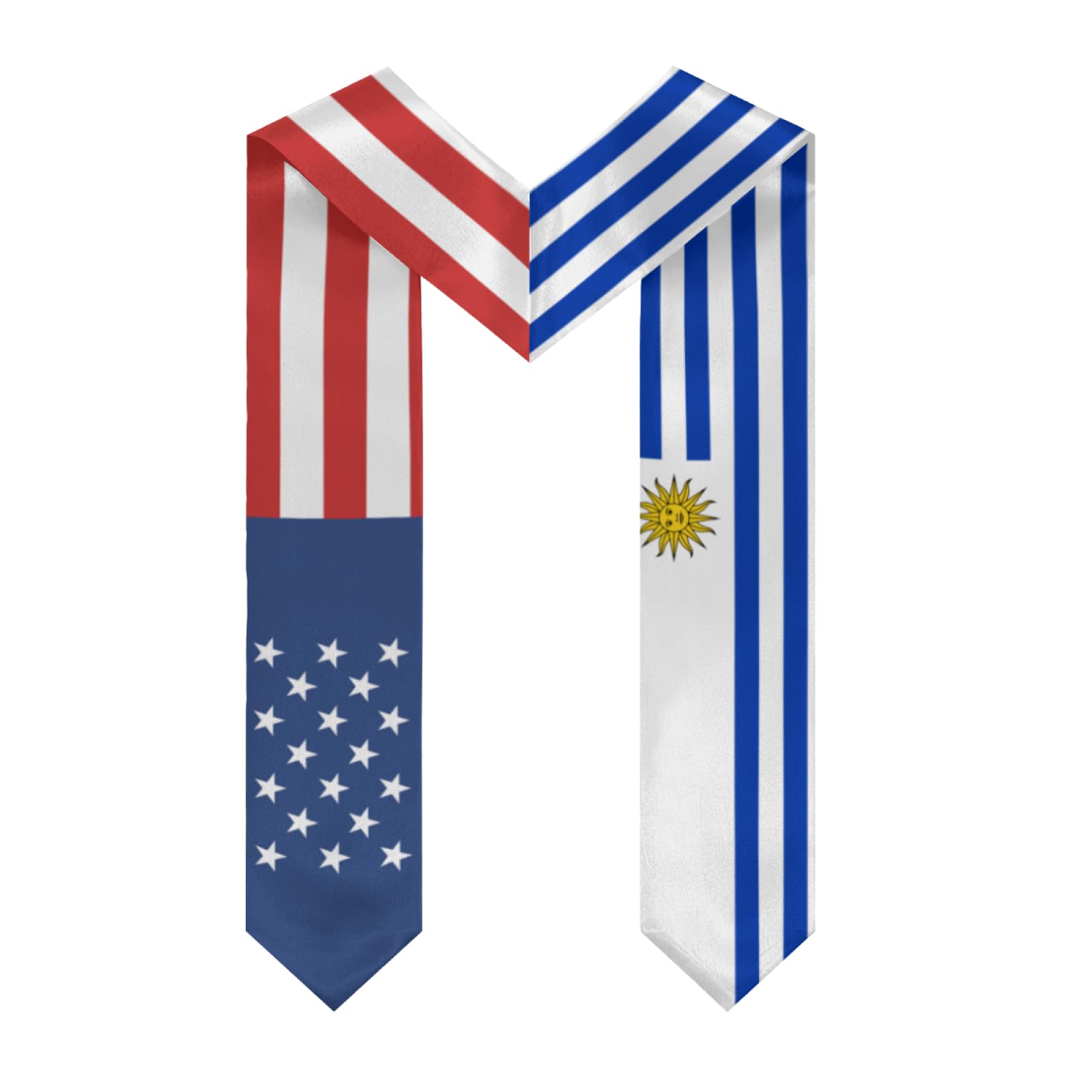 America Uruguay Uruguayan Flag Graduation Stole Sash Shawl for Men Women Thickened V-Neck Scarf Double-sided for International Students Teachers Study Aboard Graduate Gift 72 inches Unisex