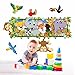 R00263 Adesivi Murali Soffice Effetto Tessuto Riposizionabile Animali Savana Zoo Decorazione Muro Bambino Neonato Cameretta Asilo Nido Carta da Parati Adesiva