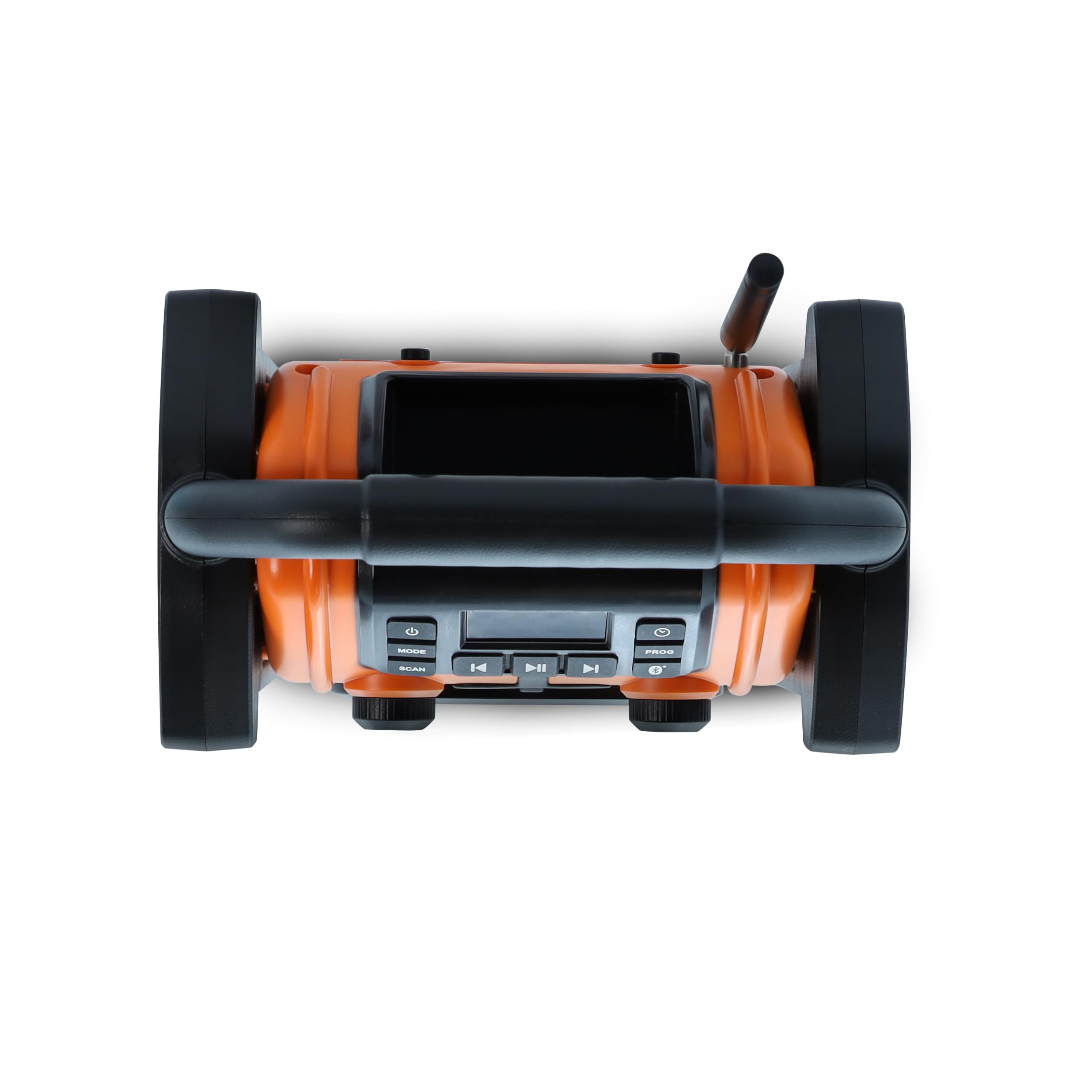 METRONIC 477227 Radio de Chantier FM Bluetooth avec Batterie Rechargeable de Secours - Robuste Résistante aux Chocs, à la poussières, aux éclaboussures - Orange