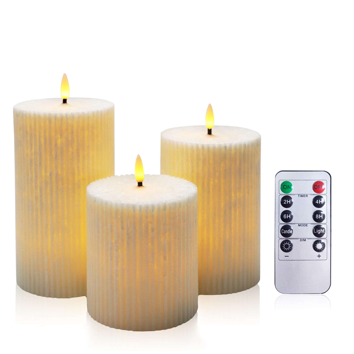 AiiBowy [Set of 3 LED Candles 4 Inches/5 Inches/6 Inches/5 Inches/6 Inches, Flameless Candles with Remote Control Timer Function, Battery Candles, Christmas Candles, LED Taper Candles, Home, White โ image 1