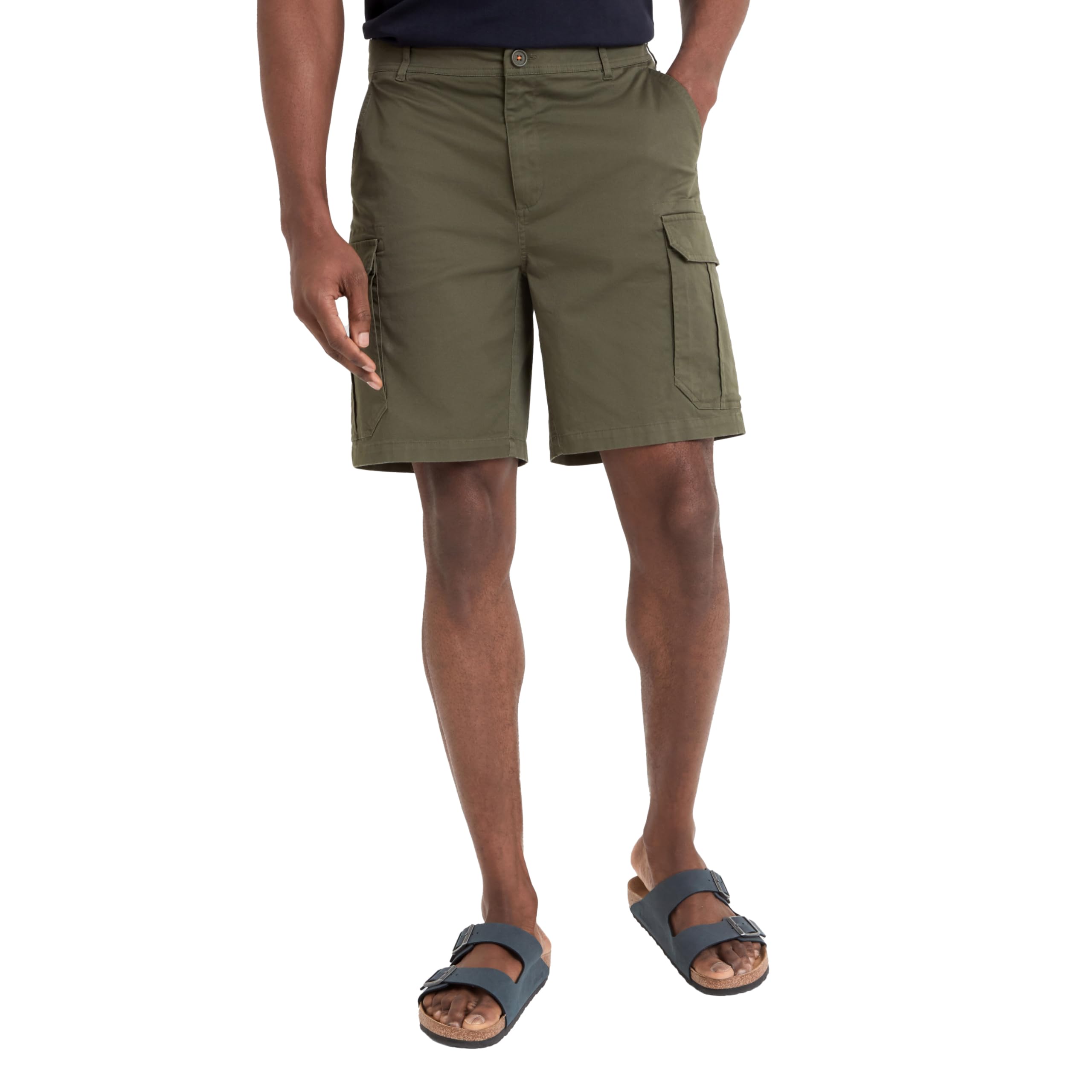 Tog24 Men's Forage Green Credo Cargo Shorts, Supersoft, Durable Cotton, With Belt Loops, 6 Pockets & Press Stud Fastenings, Casual, Active Outdoor Shirts