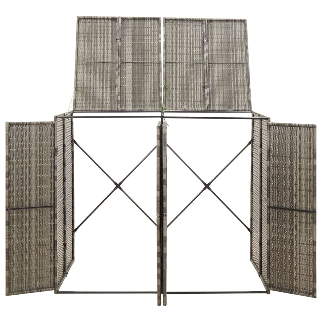 Cache Poubelle Extérieur Double, Abri Rangement de Poubelle Double Gris 140x80x117 cm Résine tressée