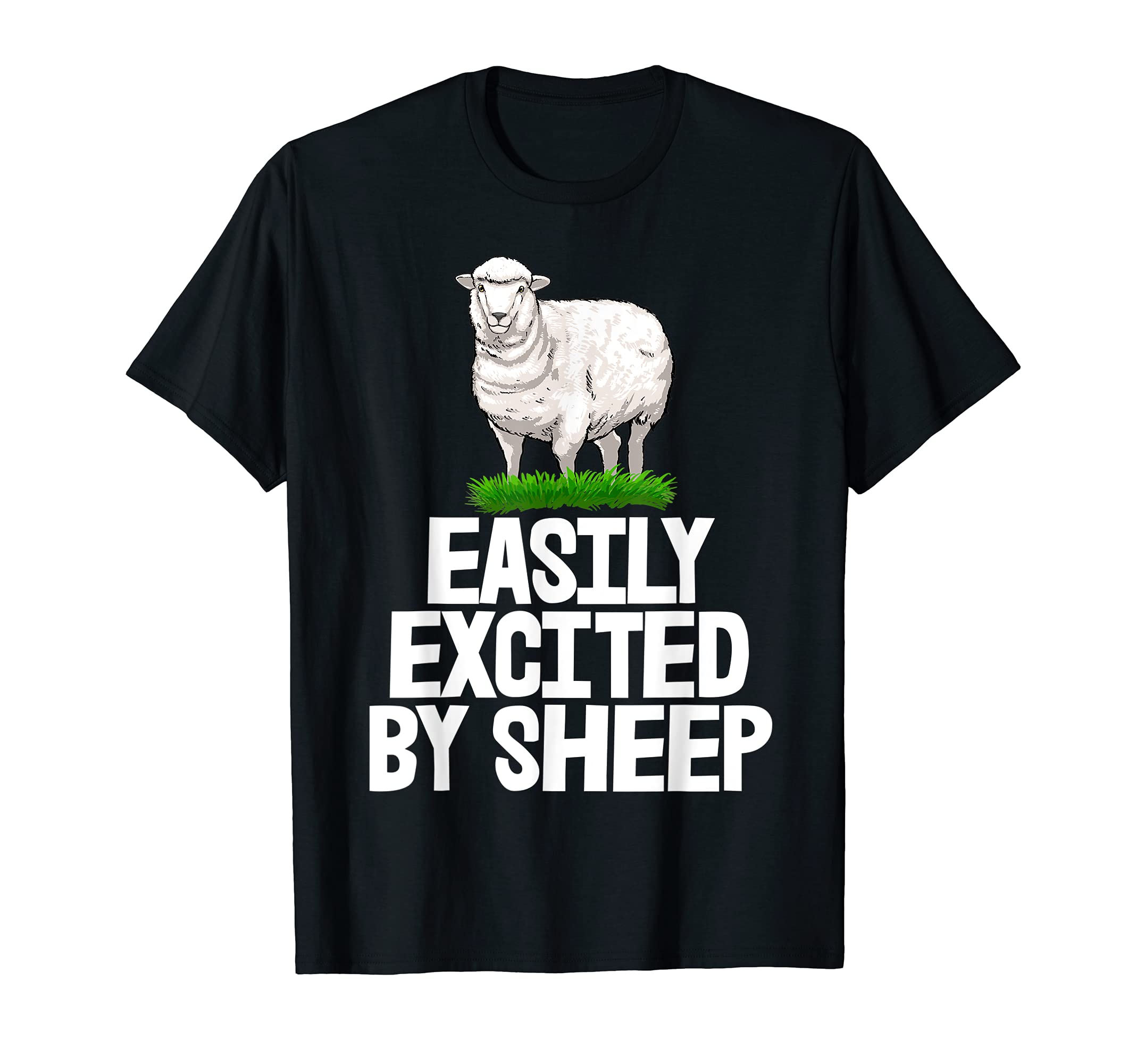 Easily Excited By White Sheep Tee Shirts Furry Sheep Tee Men T-Shirt