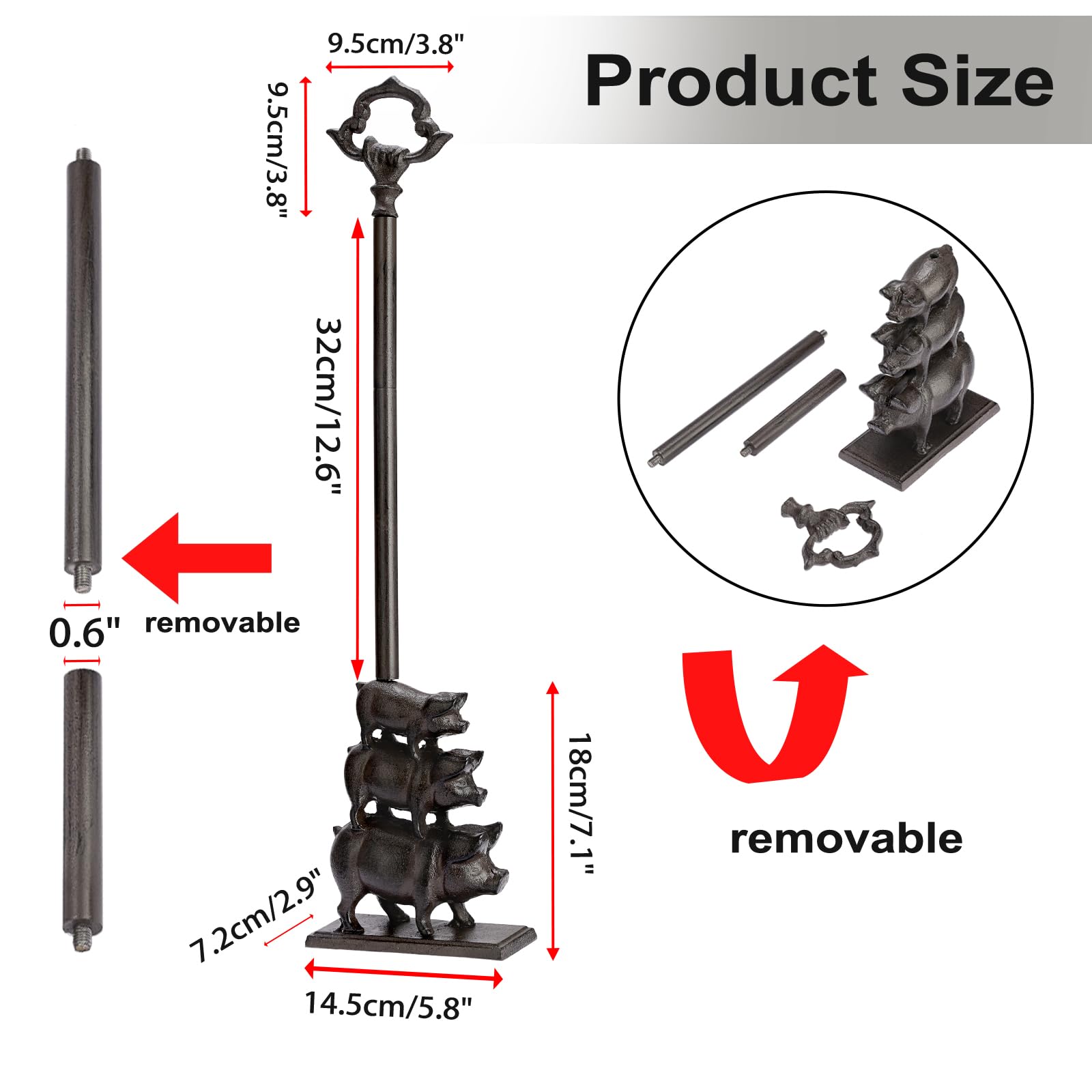 Fermaporta resistente con maniglia per il trasporto, fermaporta a forma di maiale | Nessun trapano, 2.3kg ghisa animale ponderato tappo, decorativo maiale porta Sops Holder