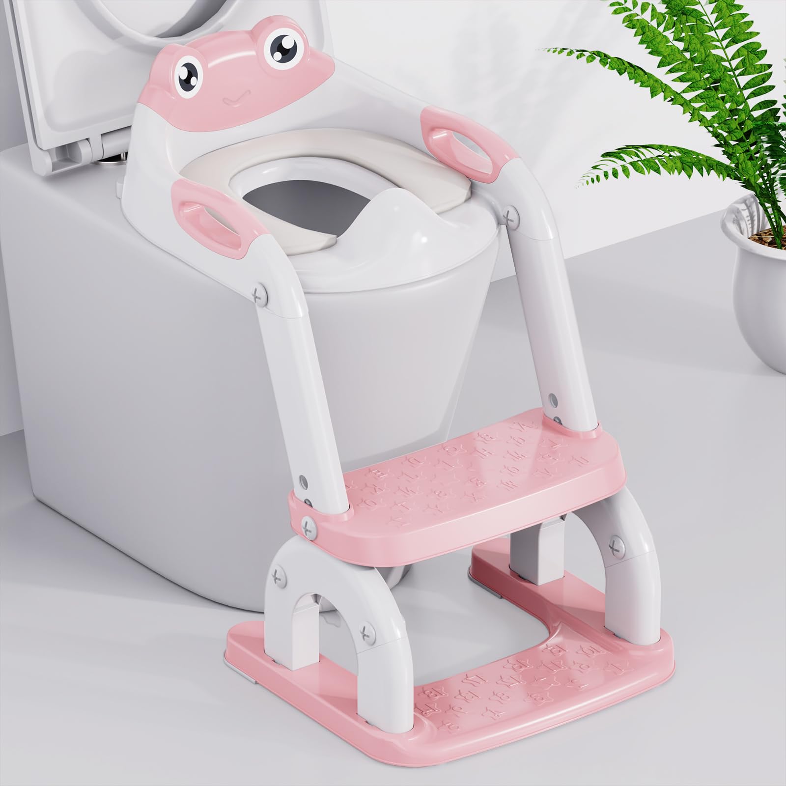 Potty Training Seat with Step Stool Ladder Upgraded 2-in-1 Toddler Potty Training Toilet Seat with Non-Slip Step Splash