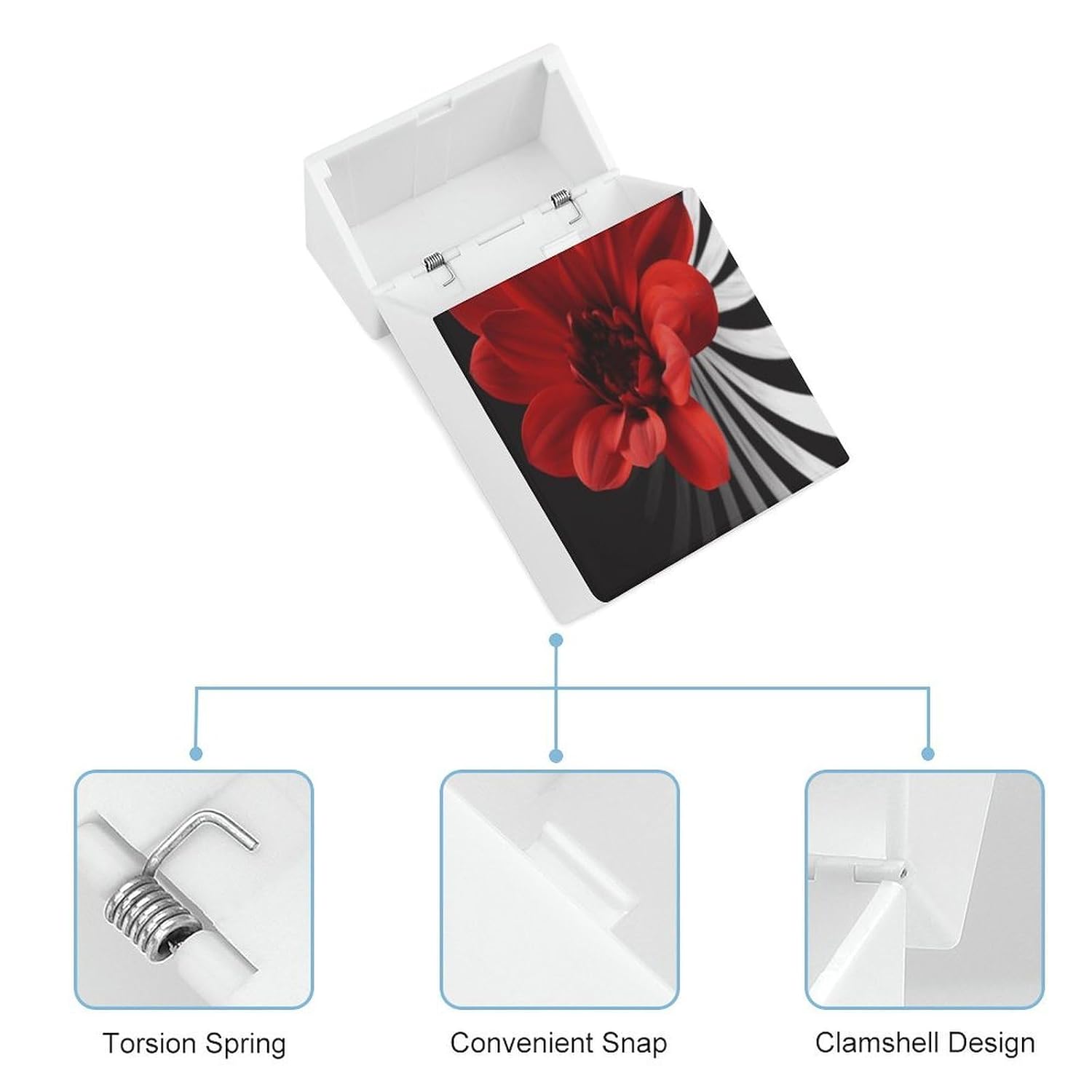 Red Flower Plastic Cigarette Case King Size for Men Women image 4