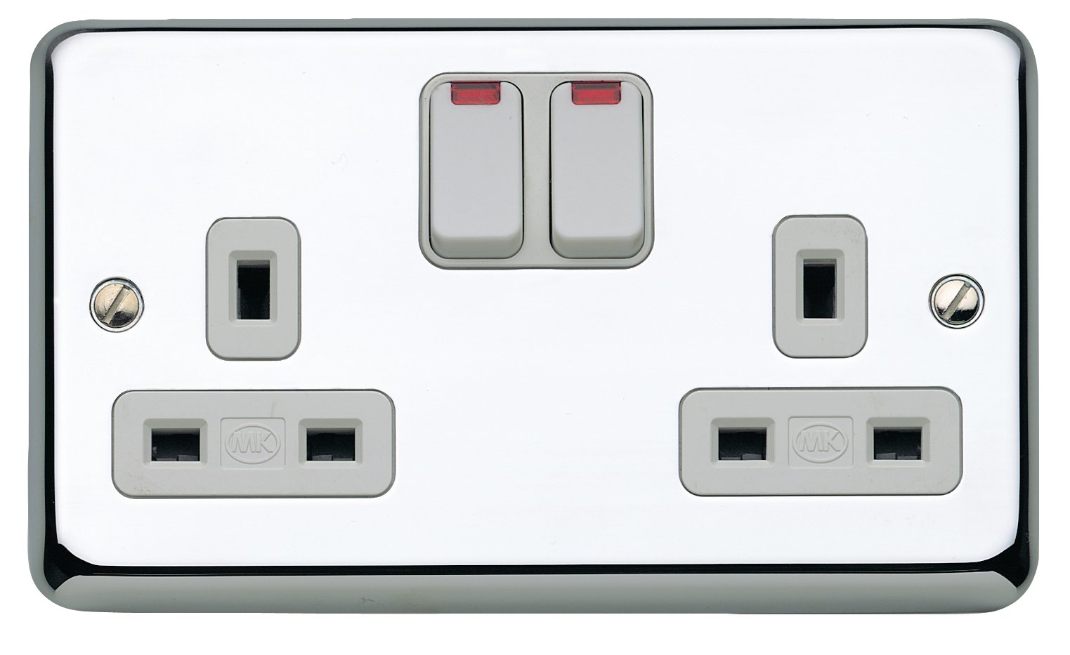 MKChroma Plus K2448PCR 13A 2-Gang Double Pole Switch Socket Neon