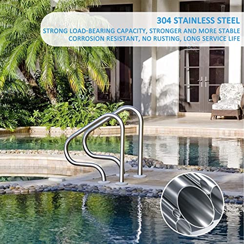 Baranda para piscina de acero inoxidable 304 curva 31.5" miniatura 3