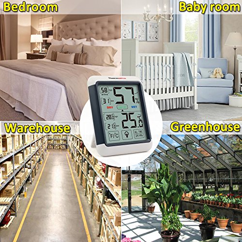 ThermoPro TP55 Digital Hygrometer Indoor Thermometer Humidity Gauge with Jumbo Touchscreen and Backlight Temperature Humidity Monitor