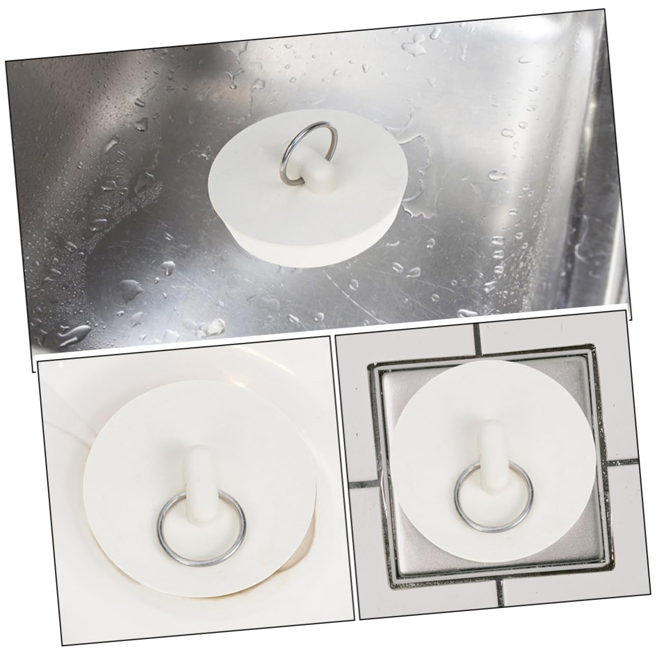 2 Bouchons D'Évier En Caoutchouc - Couvercles Plats Anti-Odeurs Pour Évier Cuisine Ou Salle De Bain - Blanc - 11x11 Cm