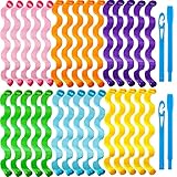 30 Stück Haar Lockenwickler Spiral Locken Styling Kit Keine Hitze Haar Lockenwickler Hitzelose Spiral Lockenwickler Haarrollen Wellen Stile mit 2 Stück Styling Haken für Extra Lang Haar(25 cm)