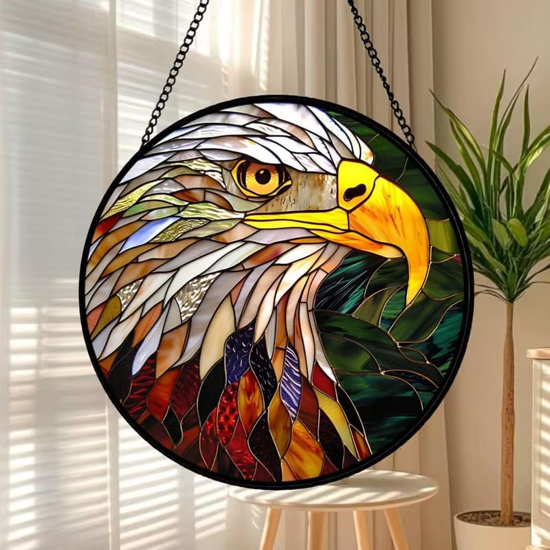 Stained Glass Suncatcher - Majestic Bald Eagle Design