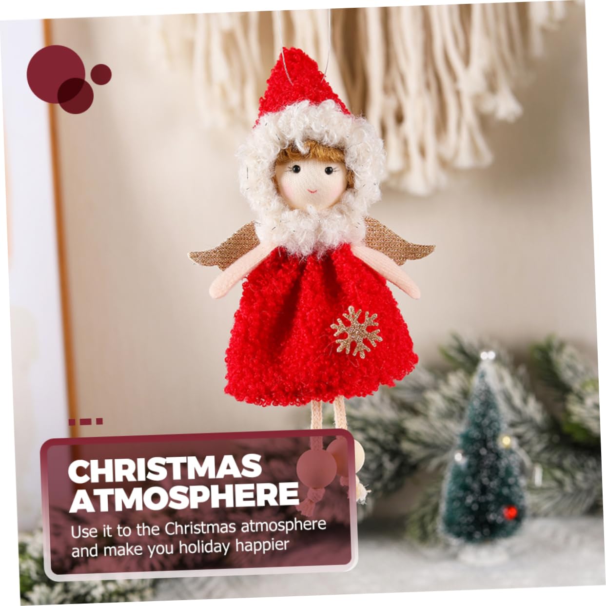 PRETYZOOM 4 Set Fascino Bambola Angelo Angeli Natalizi Angioletti Natalizi Arredamento Casa Fata Ornamento Dell'albero Di Natale Ornamento Da Appendere Per Natale Stoffa Rosso 3 Pezzi * 4