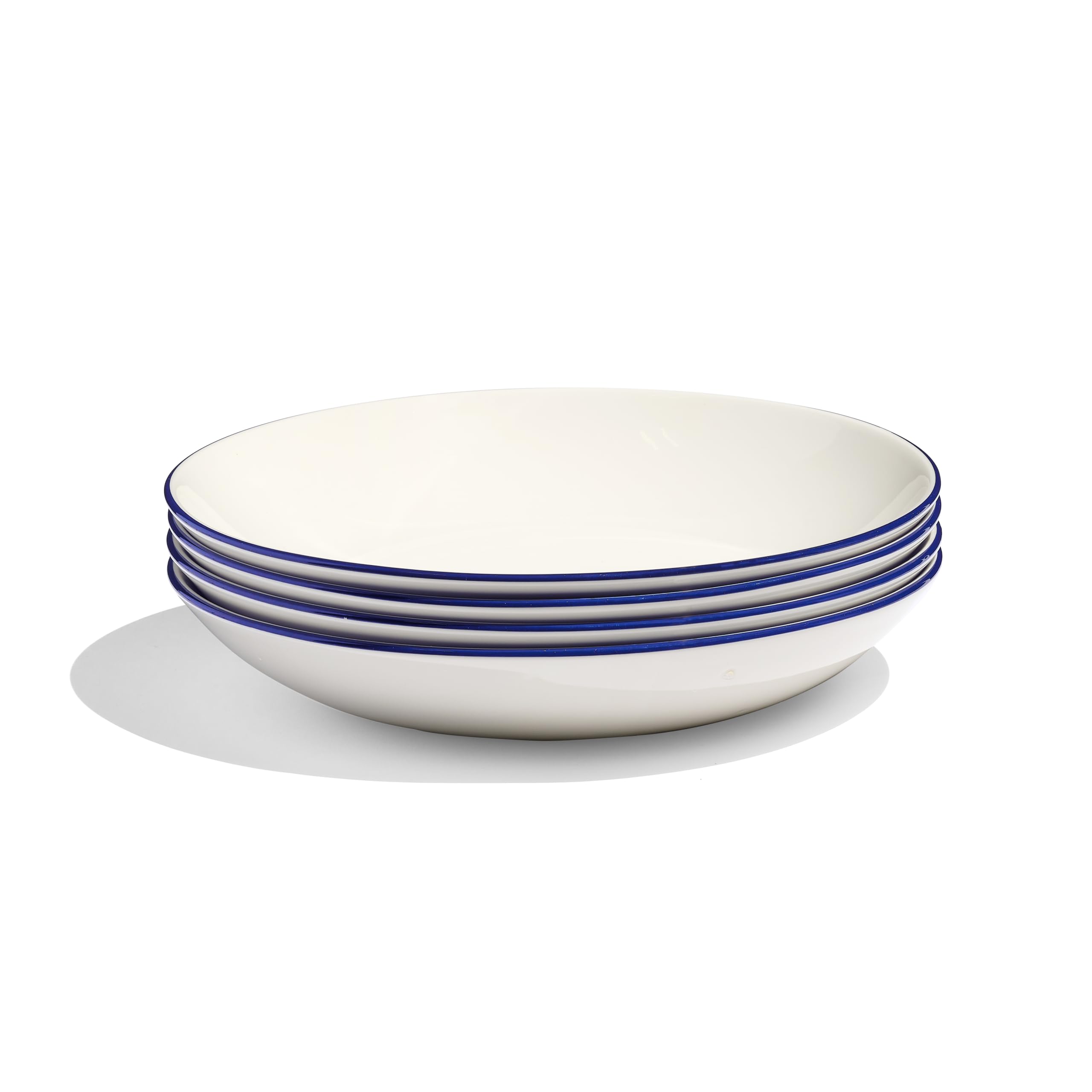 Made In Cookware - Set of 4 - Entrée Bowls - White With Navy Rim - Porcelain - Crafted in England