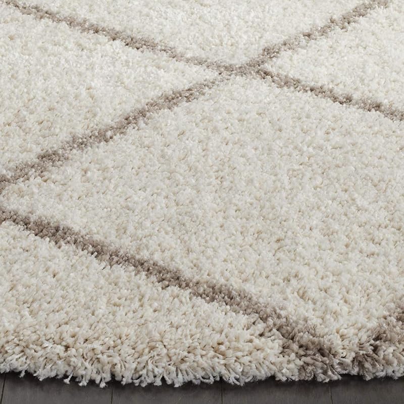 Image of Shaggy Area Rug for Living Room and Bedroom 9X12 FT Soft Plush Floor Carpet with Fluffy Texture, Modern Decorative Rug,Bedside and Indoor Spaces,Ivory-Beige-Trellis