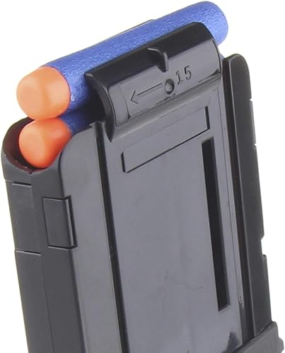 Miniatura 5 de WORKER F10555 - Clip de revista de 15 dardos para Nerf N-Strike Elite (negro transparente)