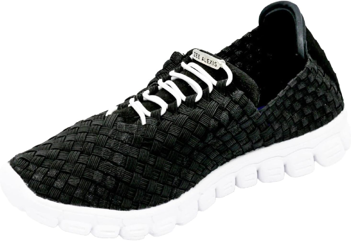 Women's Danielle Breathable Lightweight Flexible Casual Comfortable Slip-On No-Tie Elastic Laces Woven Sneakers