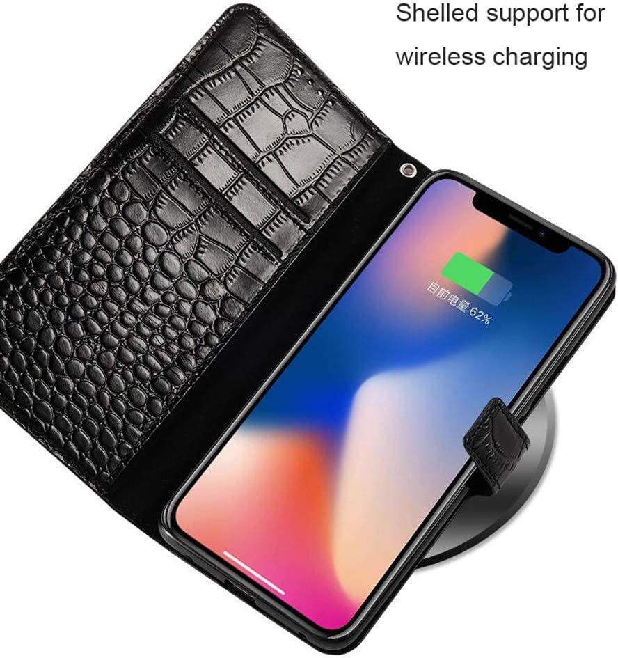 Coque iPhone 13 Pro Max rabat portefeuille cuir véritable marron