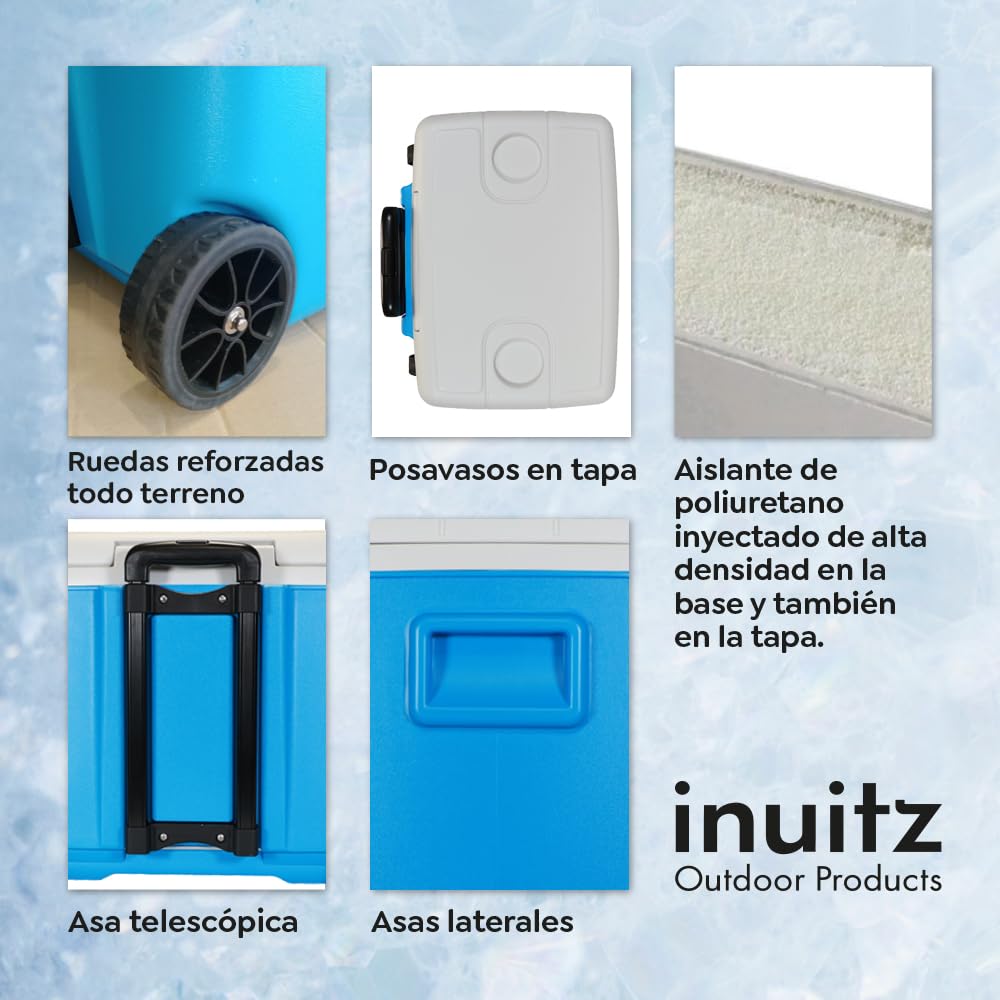 Nevera con Ruedas 30L Portátil – Mantiene Frío por Horas, Resistente y Cómoda de Transportar Playa, Camping y Picnic – Nevera de Playa, Nevera Portátil