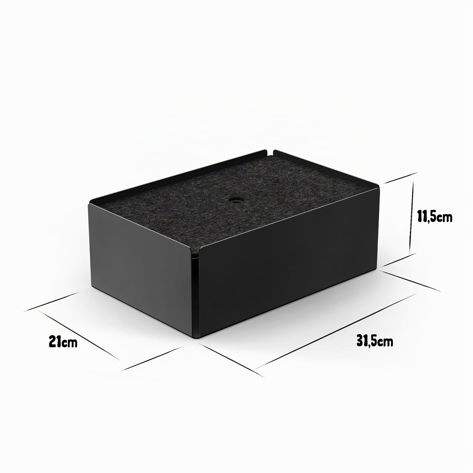 Charge-Box Design Ladestation, Schwarz/Filz Granit | Kabelmanagement-System, Filz- oder Korkauflage, Wandmontierbar, Pulverbeschichteter Stahl, made in Germany