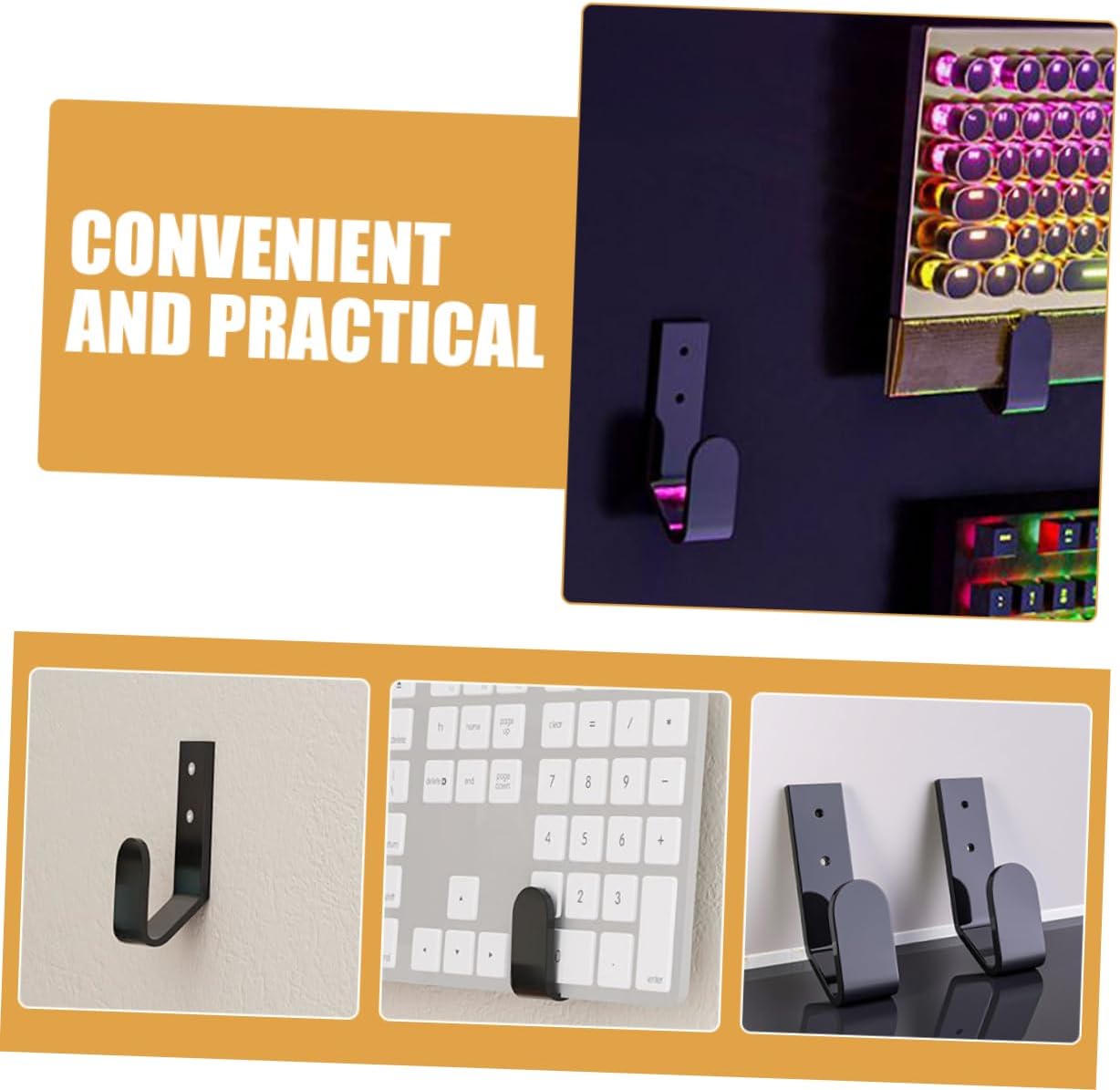 10pcs Ergonomic Keyboard Holder Wall Mount Rack Acrylic Keyboard Stand for Gaming Study Room Support