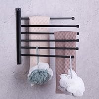 Vista 8 de GERZWY - Toallero de baño con brazo giratorio montado en la pared, con 6 brazos, organizador para toallas, acero inoxidable SUS 304, acabado negro
