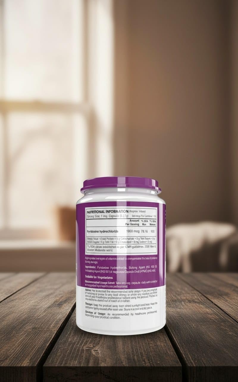 Vitamin B6 Pyridoxine -120 Veg. Capsules.