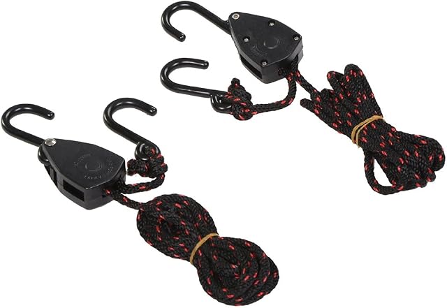 VORCOOL 2 Pcs Kayak Canoe Boat Rope Pulley Lock Bow Stern Tie Rope Strap Adjustable Hanger 1/8 Inch 68 kg Weight Capacity