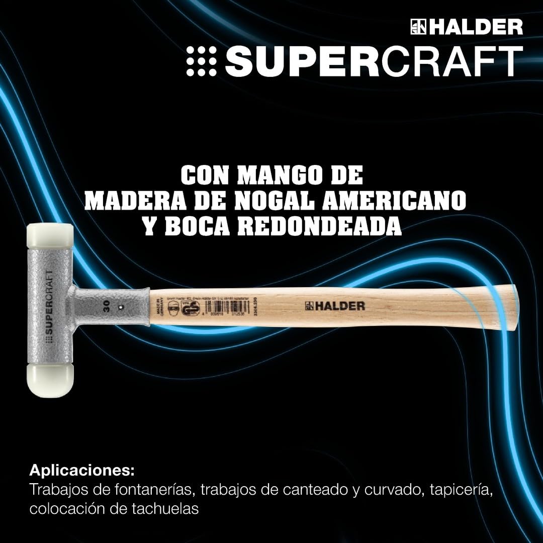 Supercraft 3366.240 - Martillo de carpintero (mango de nogal barnizado y ergonómico, diámetro de 40 mm)