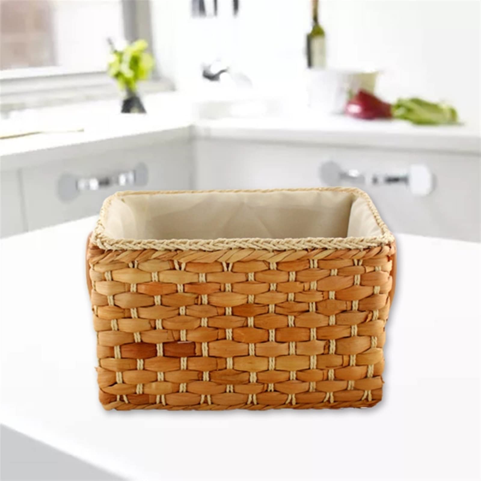 Cesto per Uova Design Semplice Scatola portaoggetti in Paglia Cesto per Abbigliamento Rettangolare Collezione di Articoli Vari per la casa (Bianco S)