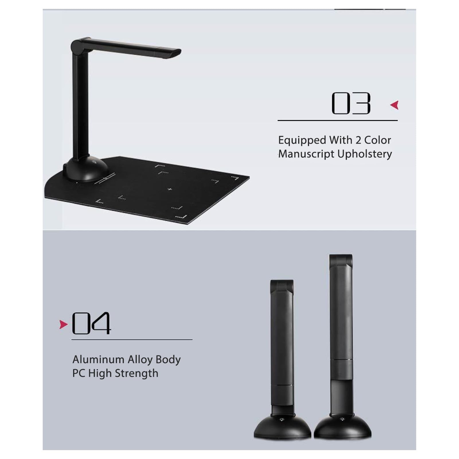 Escáner de Libros SustVita con cámara de Alta definición de 8 MP, resolución de 3672 x 2856, portátil con luz de Relleno LED Ajustable, escanea hasta tamaño A3 para digitalización
