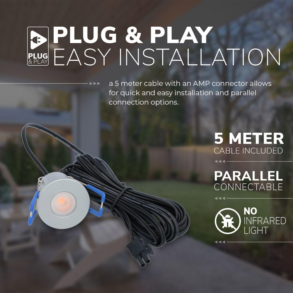 HOFTRONIC - Einbaustrahler Feuchtraum Badezimmer 12V Terrassenüberdachung IP65 Wasserdicht | 4x3W | 4x200 Lumen Warmweiß lichtfarbe Dimmbar mit RF-Fernbedienung. 3W Mini LED Einbaustrahler