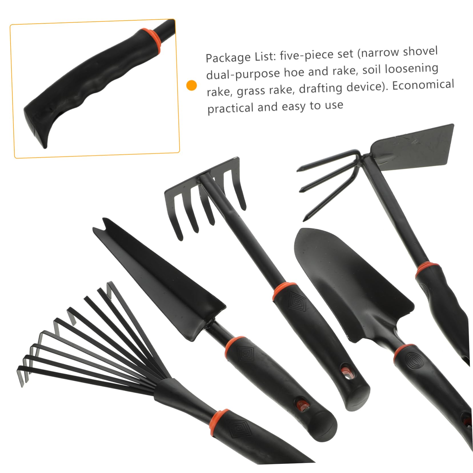 Set di 5 Attrezzi da Giardinaggio in Ferro Nero Multiuso