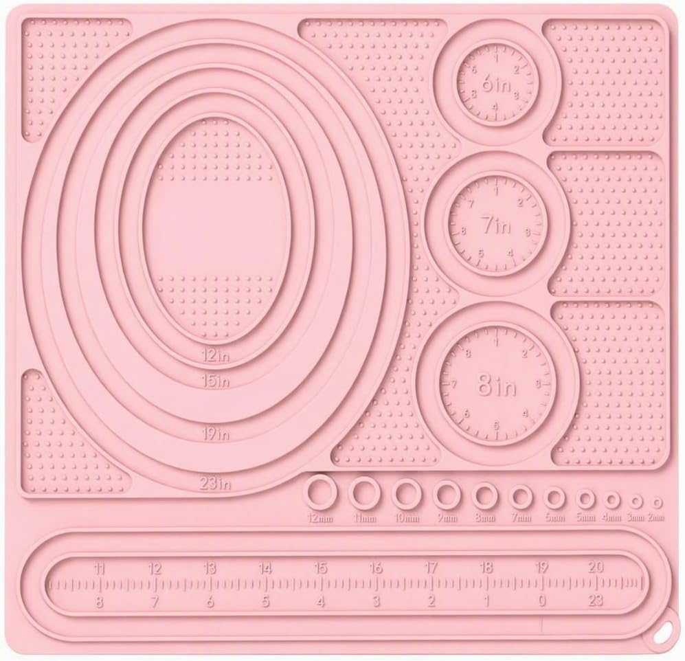LANKIN Silicone Bead Board, Unbreakable Bead Tray for Jewelry Making(Pink)