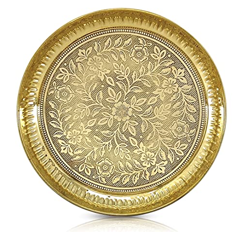 NOBILITY 8 Inch Brass Pooja Plate Pital Puja Set Arti Thali Traditional Handcrafted for Home Office Mandir Wedding Return Gift Items by NOBILITY - Used condition - US$9.61