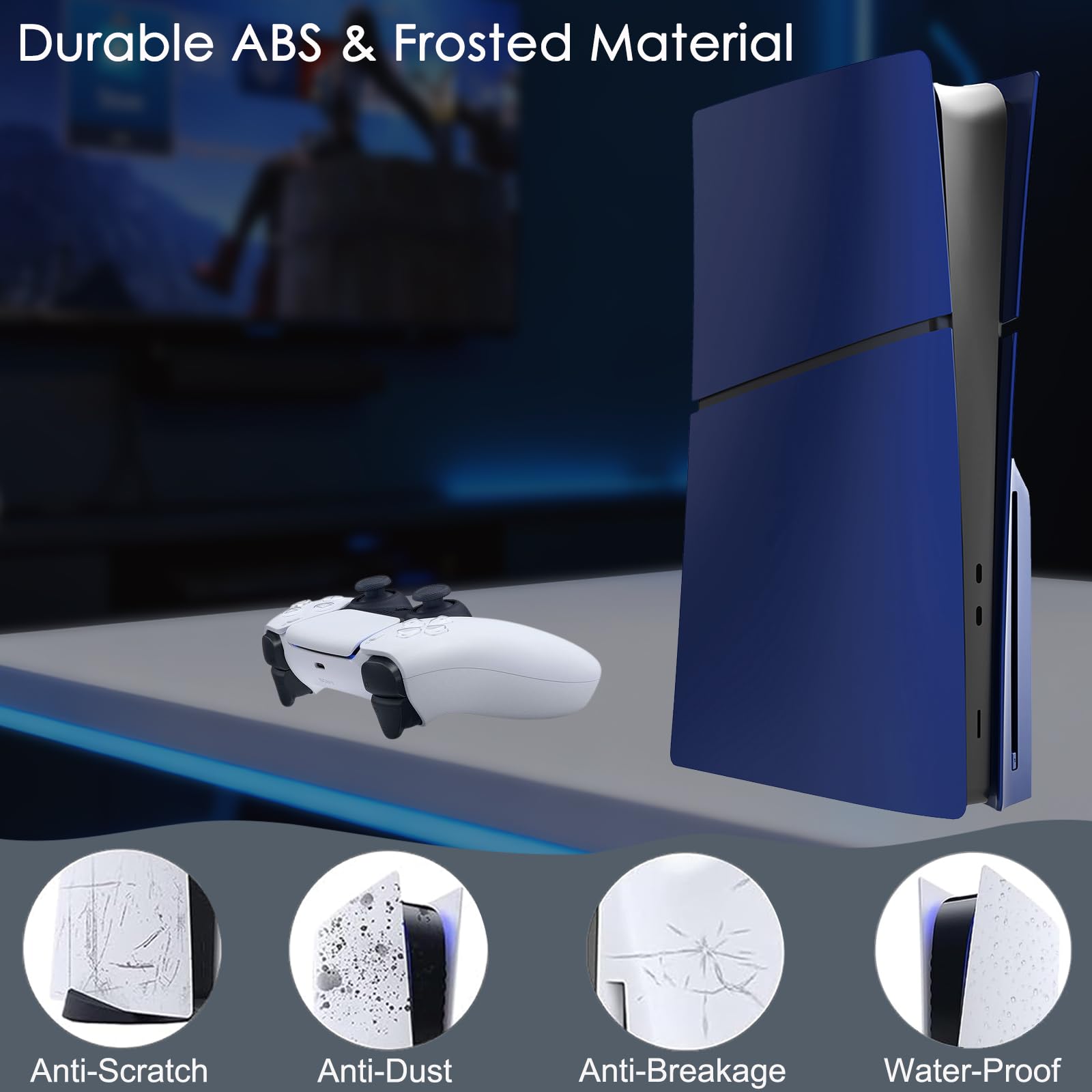 Piastre frontali antiurto per PS5 Slim Hard ABS opaco per PS5 Slim Accessori, antipolvere e antigraffio, pannelli a scatto per PlayStation 5 Slim Disc Console (blu)