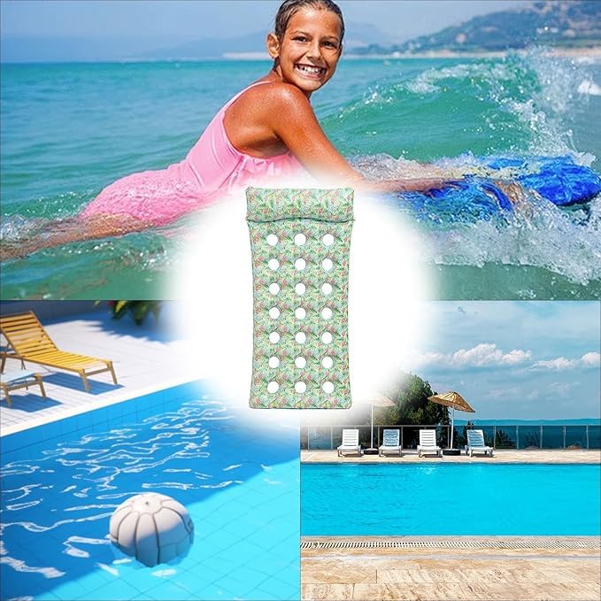 Image of FIZLOZ Inflatable Pool Float for Adults Water Lounger Pool PVC Swimming Bed on the Water Large Pool Lounge Raft, Lightweight,