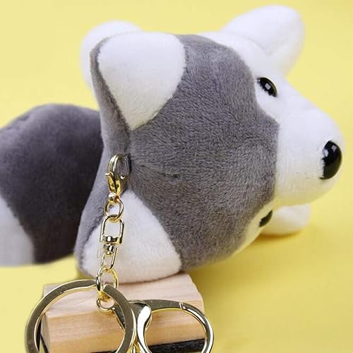 Miniatura 5 de Perro de peluche Husky de peluche llaveros juguetes cachorros adornos colgantes gris, Gris