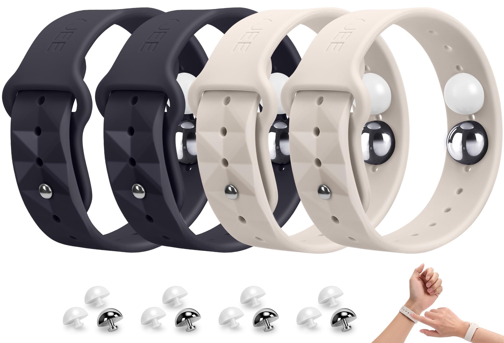 Motion Sickness Bracelets for Travel: Acupressure Anti Nausea Wristband for Morning Sickness - Sea Sickness Wristbands for Car Boat Air - Nausea Bands for Motion Sickness Black/Starlight
